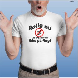 Rolig nu jeg er p arbejde ikke p flugt .